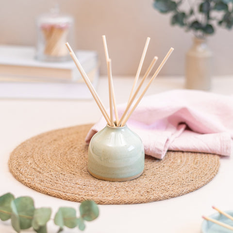 Sage Green Diffuser Pot + Refill - Mandarin & Sandalwood - The Summergate Candle Company - Made Scotland