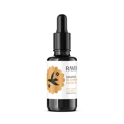 Solstice Rejuvenating Facial Oil - Reusable Glass Pipette - Raven Botanicals - Made Scotland
