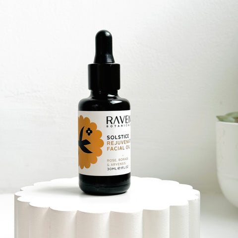 Solstice Rejuvenating Facial Oil - Reusable Glass Pipette - Raven Botanicals - Made Scotland
