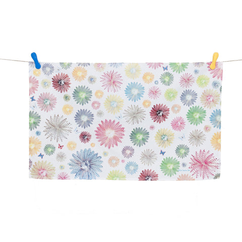 TEA TOWEL IN A GIFT BAG - Colourful Feather Rounds - Chloe Gardner - Made Scotland