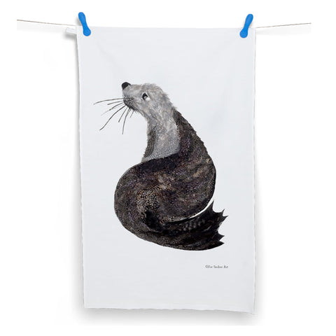 TEA TOWEL IN A GIFT BAG - Feather Seal - Chloe Gardner - Made Scotland