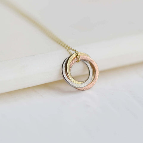 Trio Linked Circles Necklace - 40cm - Darte Jewellery - Made Scotland