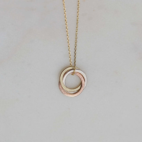 Trio Linked Circles Necklace - 40cm - Darte Jewellery - Made Scotland