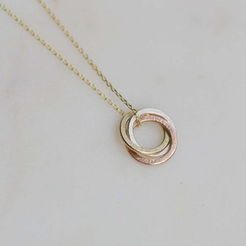 Trio Linked Circles Necklace - 40cm - Darte Jewellery - Made Scotland
