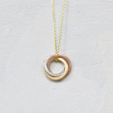 Trio Linked Circles Necklace - 40cm - Darte Jewellery - Made Scotland
