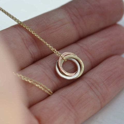 Trio Linked Circles Necklace - 40cm - Darte Jewellery - Made Scotland