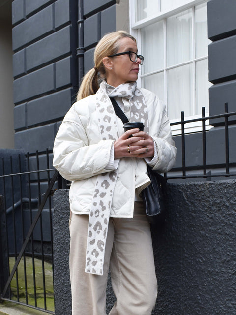 Narrow Leopard Print Scarf