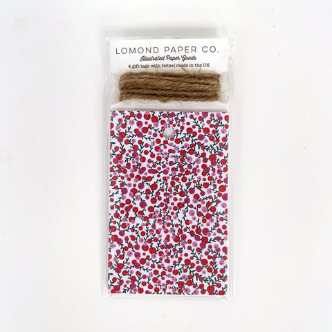 Red & Pink Berries WHITE Gift Tags x 4