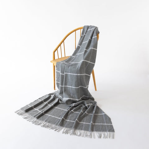 Windowpane Check Cashmere & Merino Throw - Large - Ava Innes - Made Scotland