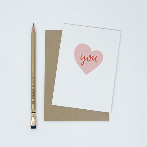 You - Heart Card - Lomond Paper Co - Made Scotland