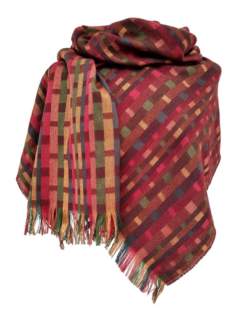 A'an Cashmere Silk Scarf | Port - Woodland/Port - Katherine Cowtan - Made Scotland