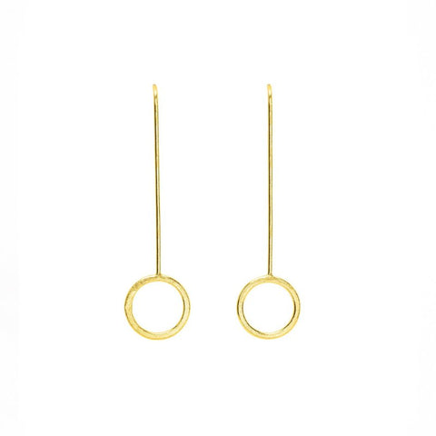 Circle Drop Earrings - gold vermeil - Caitlin Hegney Jewellery - Made Scotland