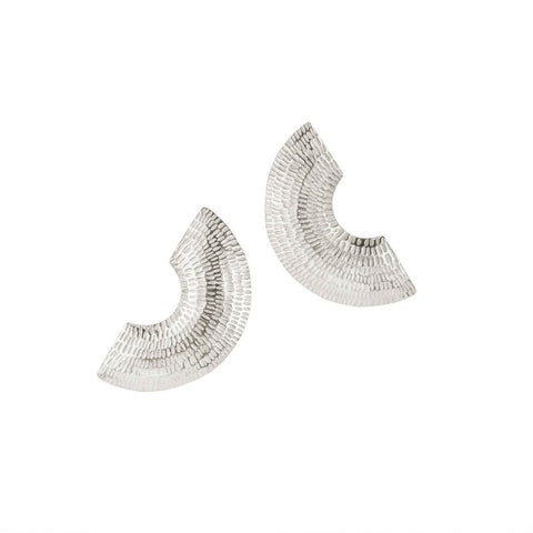 Gibbous Earrings - polished silver - Caitlin Hegney Jewellery - Made Scotland