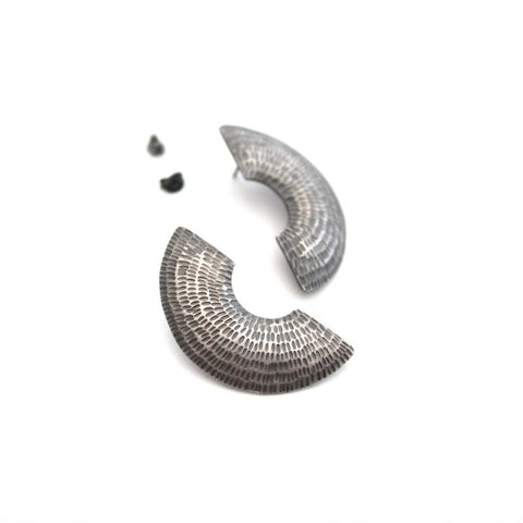 Gibbous Earrings - polished silver - Caitlin Hegney Jewellery - Made Scotland