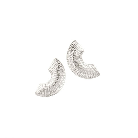 Gibbous Small Studs - polished silver - Caitlin Hegney Jewellery - Made Scotland