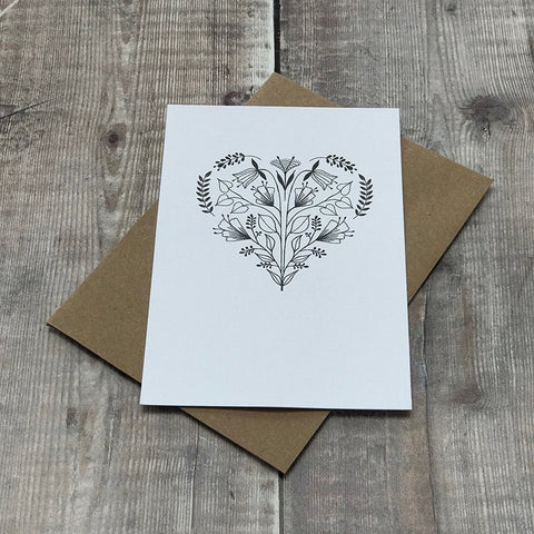Heart Folk Card - Made Scotland - Blank Cards