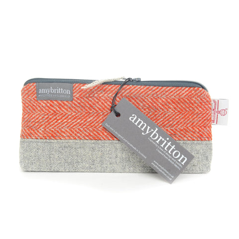 Landscape Harris Tweed® Cosmetic Bag - Sunrise Orange - Amy Britton Harris Tweed® Accessories - Made Scotland