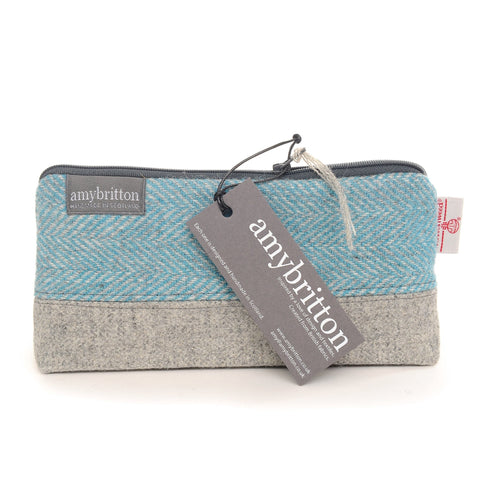 Landscape Harris Tweed® Cosmetic Bag - Teal - Amy Britton Harris Tweed® Accessories - Made Scotland
