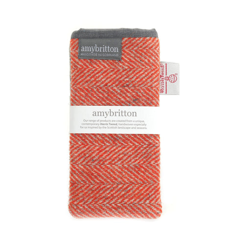 Landscape Harris Tweed® Glasses Case - Sunrise Orange - Amy Britton Harris Tweed® Accessories - Made Scotland
