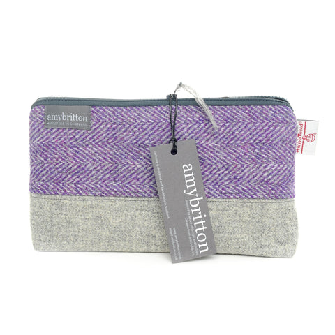 Landscape Harris Tweed® Wash Bag - Harebell Purple - Amy Britton Harris Tweed® Accessories - Made Scotland