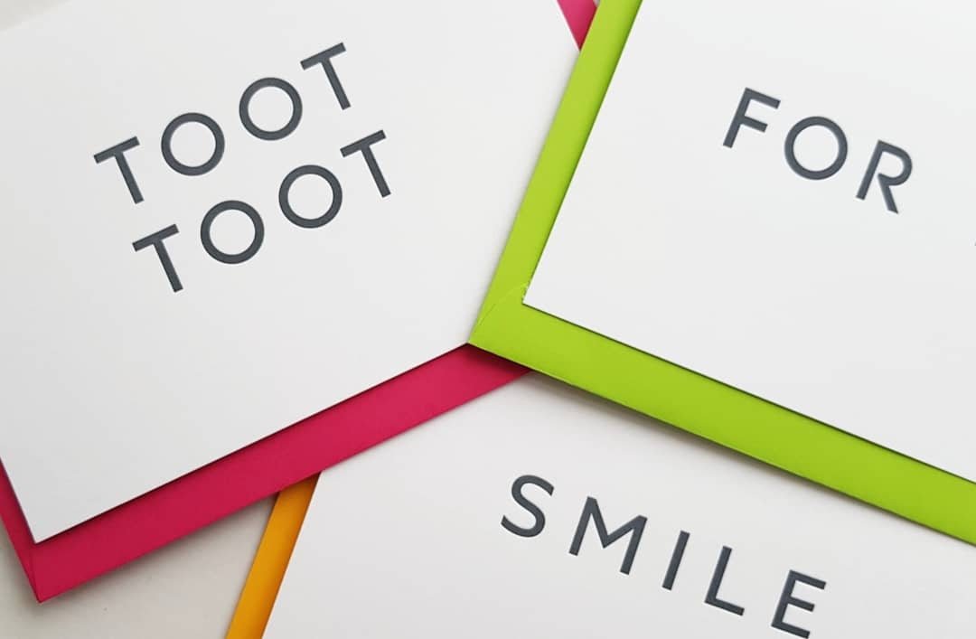 Letterpress Notecard - Toot Toot (Fuschia Envelope) - Made Scotland