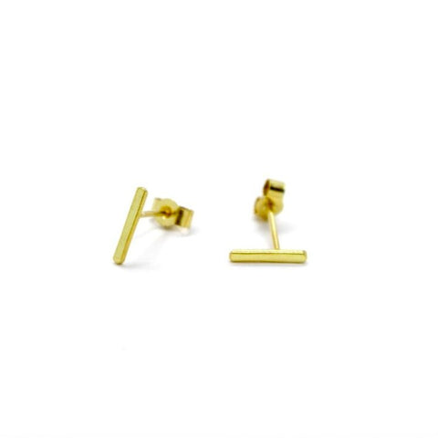 Line Studs - gold plated - Caitlin Hegney Jewellery - Made Scotland
