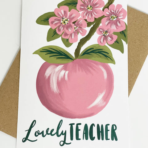 Lovely Teacher - Apple Blossom card - Lomond Paper Co - Made Scotland