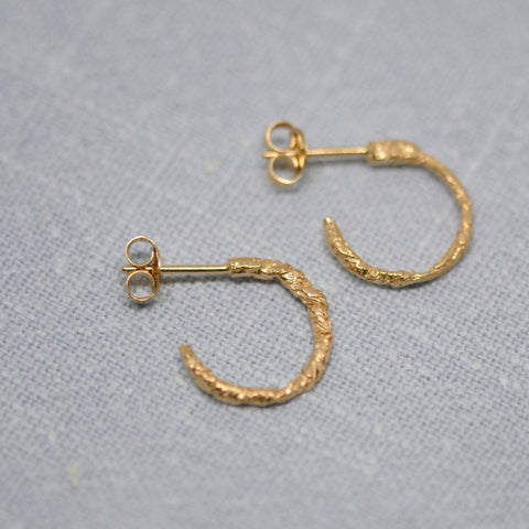 Luna Mini Textured Hoops - Sterling Silver - Darte Jewellery - Made Scotland