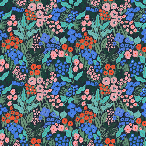 Midnight Blue Flower Meadow Recyclable Wrapping Paper Set - BLUE Eco Friendly Gift Wrap & Tags - 4 sheets & 4 tags - Lomond Paper Co - Made Scotland