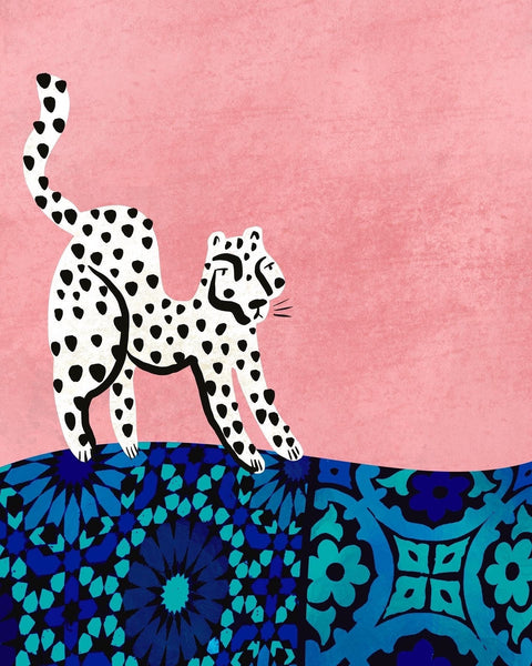Moroccan Art | Earthquake Donation - Pink Sky Blue Tiles - Call of the Wild Studio - Made Scotland