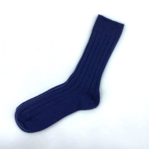 Set Of 3 Men's Luxury Ribbed Cashmere Socks - Sea Blue - Ava Innes - Made Scotland