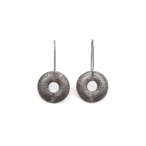 Torus Drop Earrings - oxidised silver - Caitlin Hegney Jewellery - Made Scotland