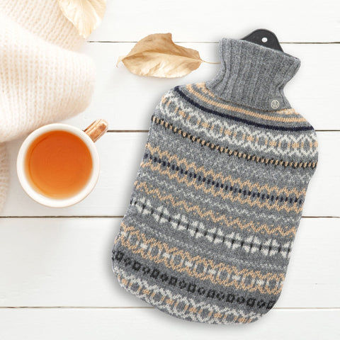 Lambswool Knit Fair Isle Sustainable Hot Water Bottle Neutrals