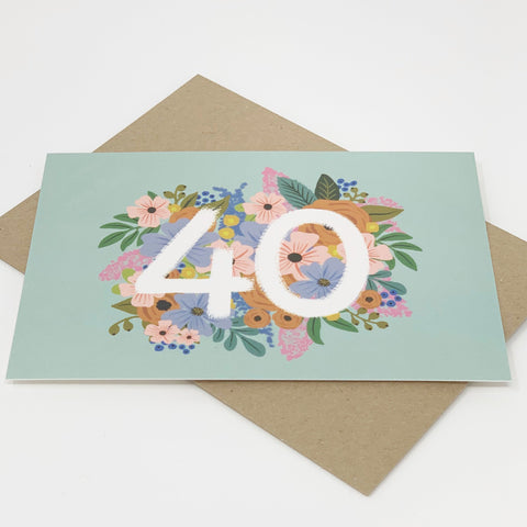 Colourful, Floral 40th Birthday Card
