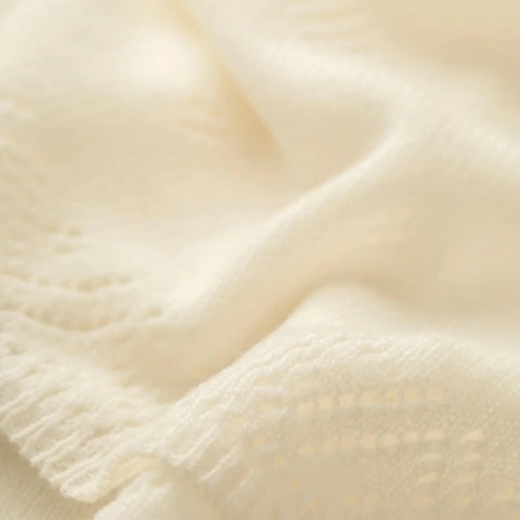 100% Cashmere Pointelle Baby Blanket - Ecru - Scottish Mill - Made Scotland