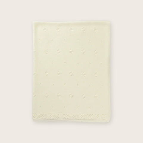 100% Cashmere Pointelle Baby Blanket - Ecru - Scottish Mill - Made Scotland