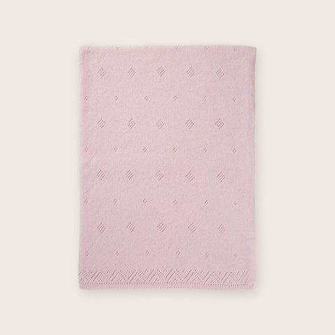 100% Cashmere Pointelle Baby Blanket - Pink - Scottish Mill - Made Scotland