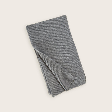 100% Cashmere Ribbed Scarf in Grey Fleck - Unisex - Scottish Mill - Made Scotland