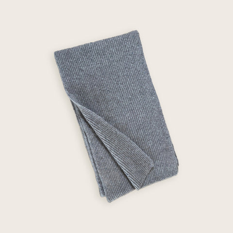 100% Cashmere Ribbed Scarf in Grey Fleck - Unisex - Scottish Mill - Made Scotland