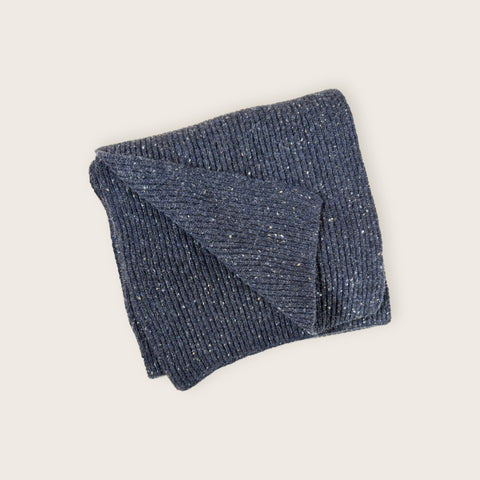 100% Cashmere Ribbed Scarf in Navy Fleck, Made in Scotland - Unisex - Scottish Mill - Made Scotland