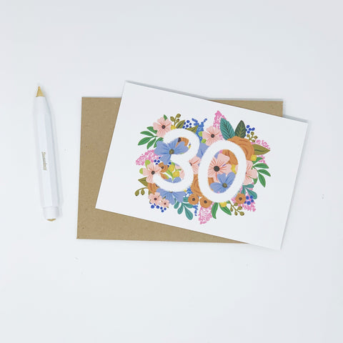 Colourful, Floral 30th Birthday Card