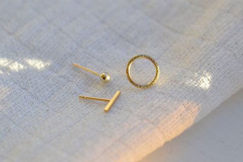 9ct Gold Set of 3 Stud Selection - Darte Jewellery - Made Scotland