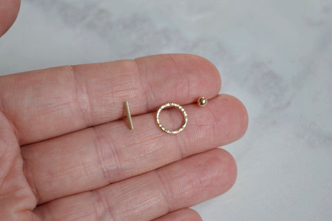 9ct Gold Set of 3 Stud Selection - Darte Jewellery - Made Scotland