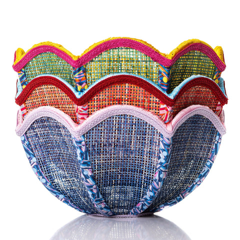 Coloured Rattan Scalloped Tiffany Collection- Yellow & Green