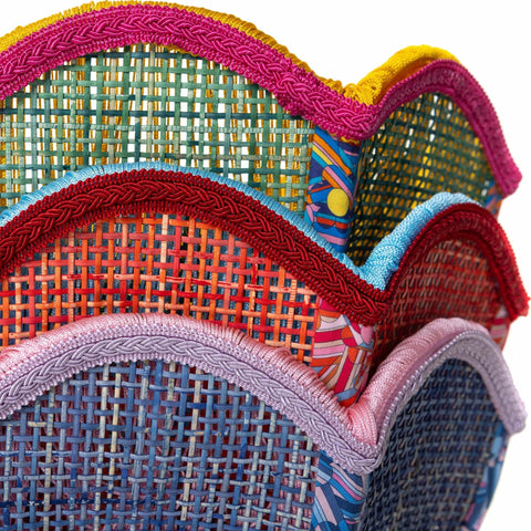 Coloured Rattan Scalloped Tiffany Collection- Yellow & Green