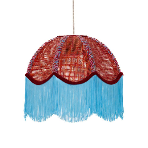 Coloured Rattan Scalloped Tiffany - Blue & Red