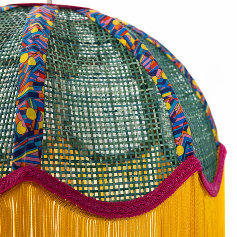 Coloured Rattan Scalloped Tiffany Collection- Yellow & Green