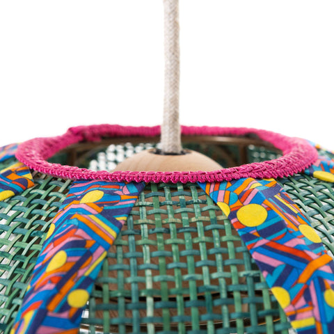 Coloured Rattan Scalloped Tiffany - Yellow & Green