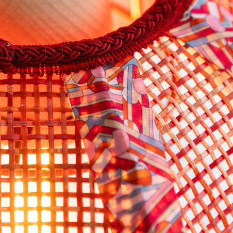 Coloured Rattan Scalloped Tiffany - Blue & Red