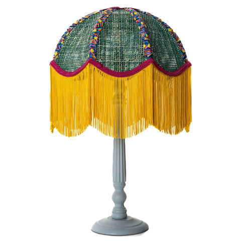 Coloured Rattan Scalloped Tiffany - Yellow & Green